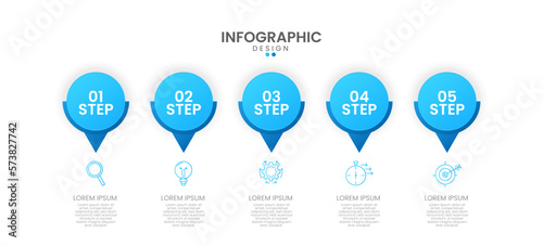 Creative concept for Infographic with 5 options or steps processes. Infographic for business concepts. Can be used for process, presentations, layout, banner. Vector illustration