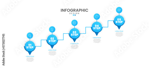 Creative concept for Infographic with 5 options or steps processes. Infographic for business concepts. Can be used for process, presentations, layout, banner. Vector illustration