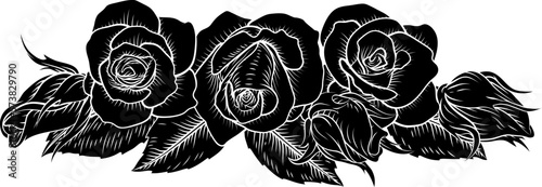 A roses woodcut vintage style flower floral design