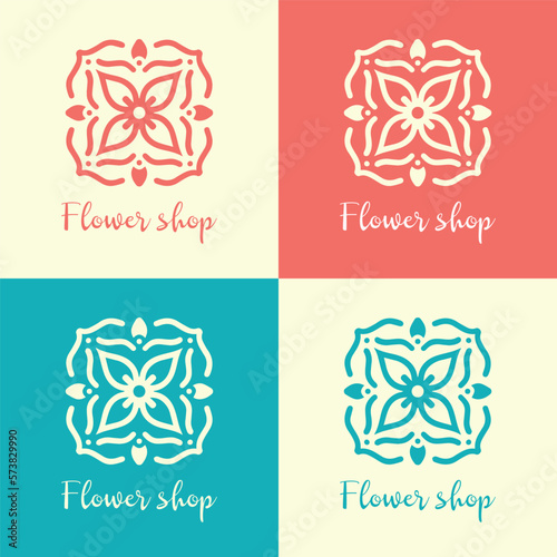 Abstract floral logo collection or flowers logo icon set design template vector illustration