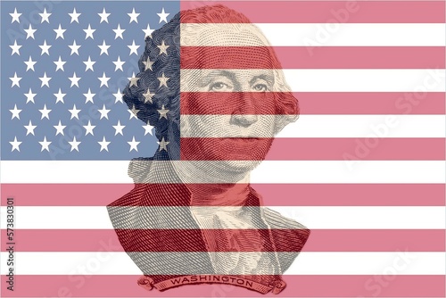 George Washington with USA flag