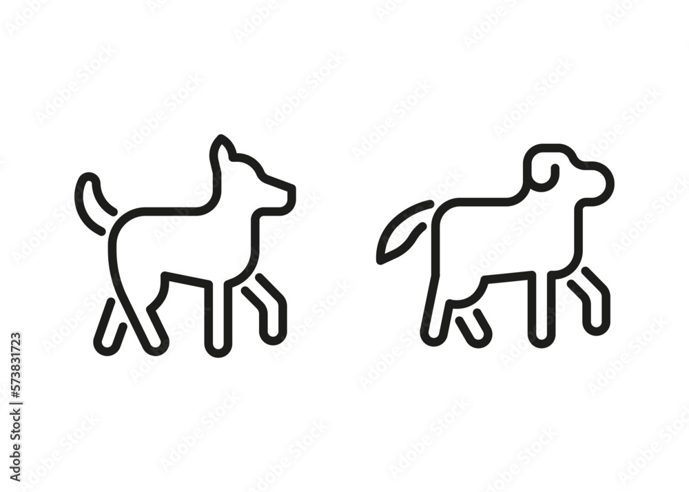 Dog pet shepherd and labrador, line icon. Domestic canine animal. Dog friend. Vector outline