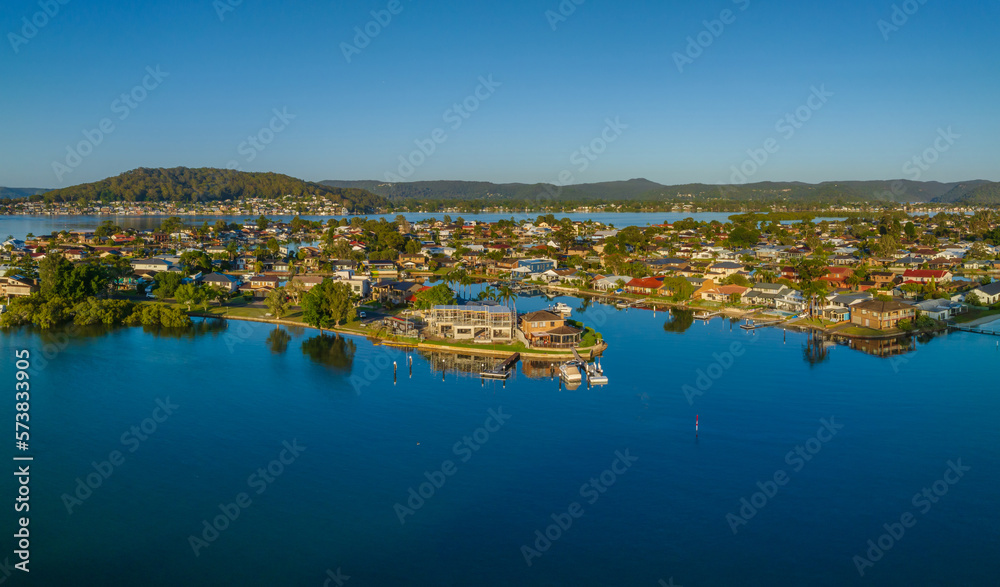 Island living in the coastal suburbs - panorama waterscape