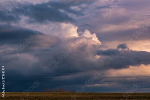 panorama of black sky background with storm clouds. thunder front, may use for sky replacement