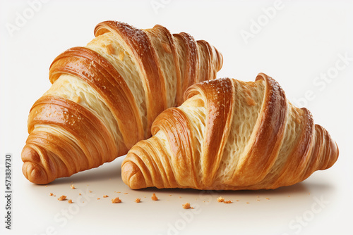 Tasty butter croissant for breakfast. Generative AI.
