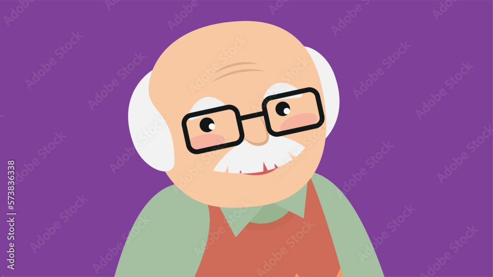 Elderly man with glasses. Vector illustration in flat style. Elderly man with glasses. Vector illustration in flat style.