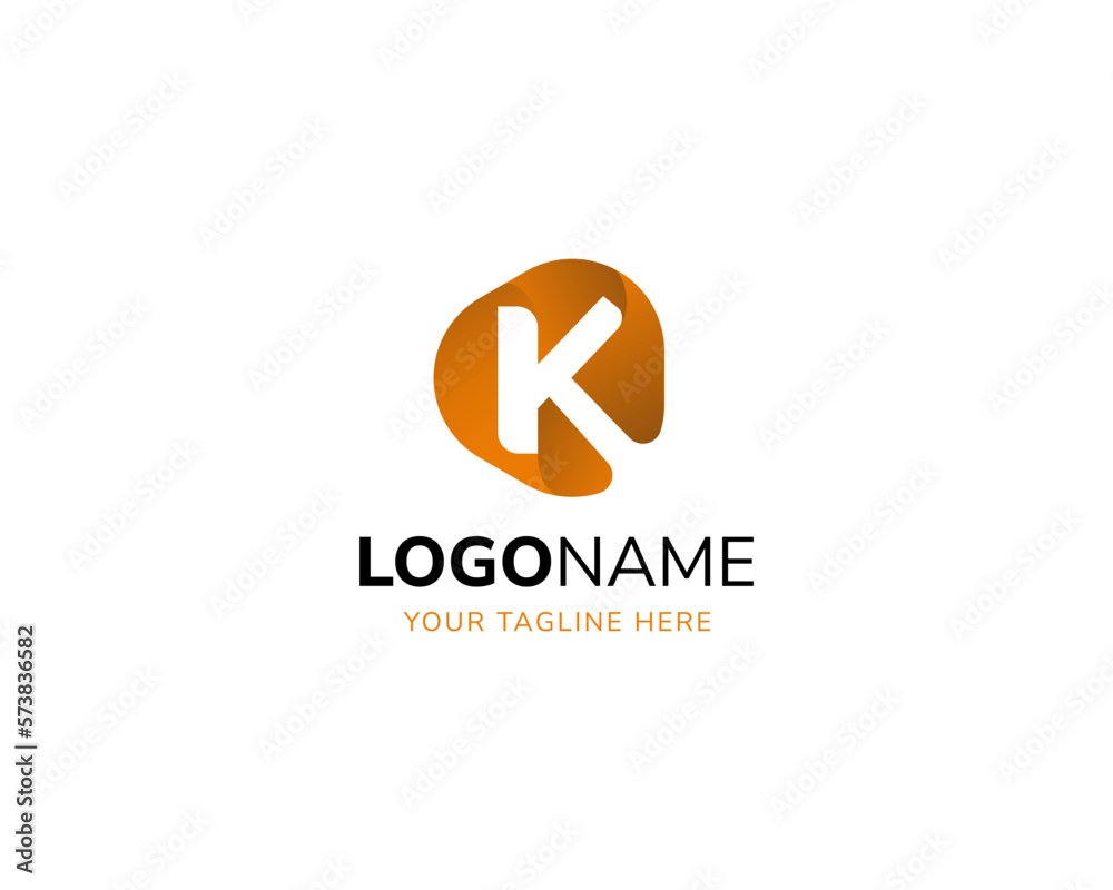 K Letter Negative Space Logo with Orange Gradient