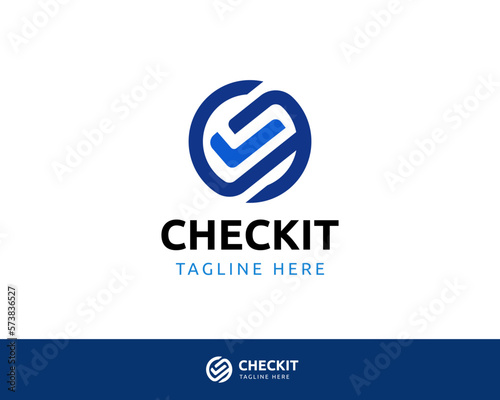 Blue Checkmark and circle modern logo design