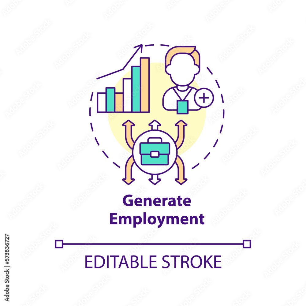 Generate employment concept icon. Create workplaces. Private sector role abstract idea thin line illustration. Isolated outline drawing. Editable stroke. Arial, Myriad Pro-Bold fonts used Generate employment concept icon. Create workplaces. Private sector role abstract idea thin line illustration. Isolated outline drawing. Editable stroke. Arial, Myriad Pro-Bold fonts used