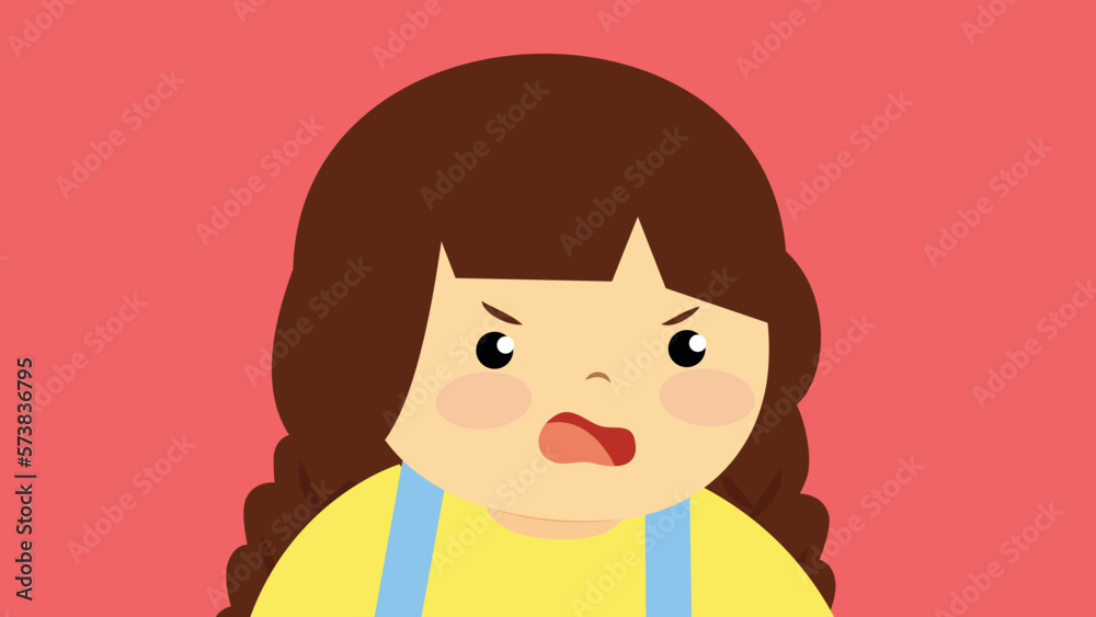 Cute little girl crying. Vector illustration in flat cartoon style. Cute little girl crying. Vector illustration in flat cartoon style.