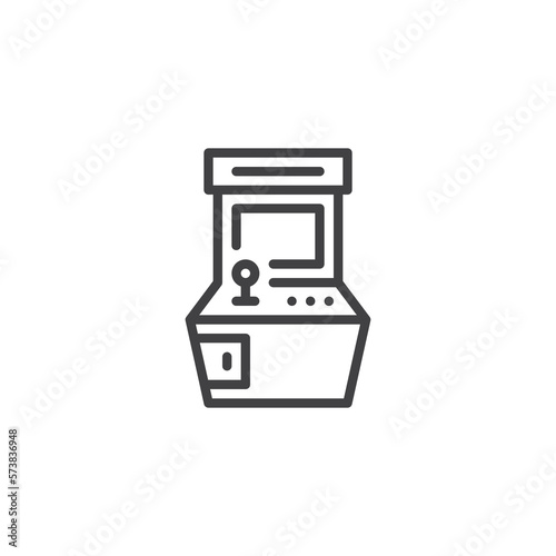 Retro arcade game machine line icon