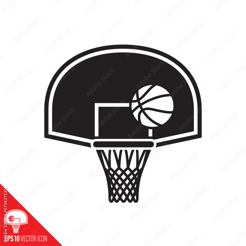 Basketball and hoop vector icon