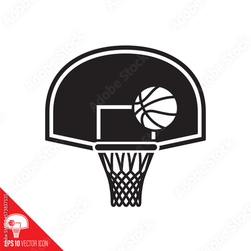 Basketball and hoop vector icon