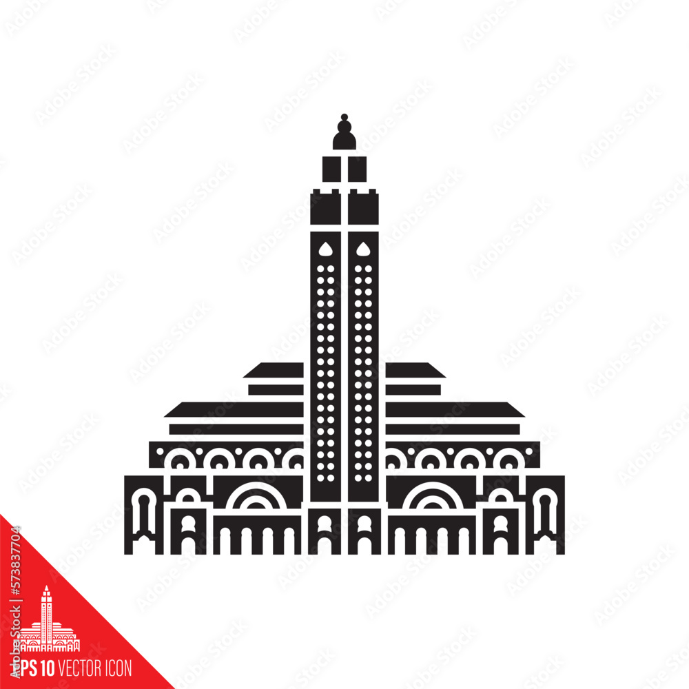 Hassan II Mosque at Casablanca vector icon