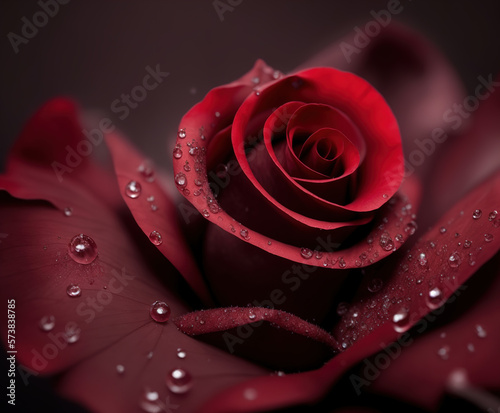Red Rose flower with drops ...