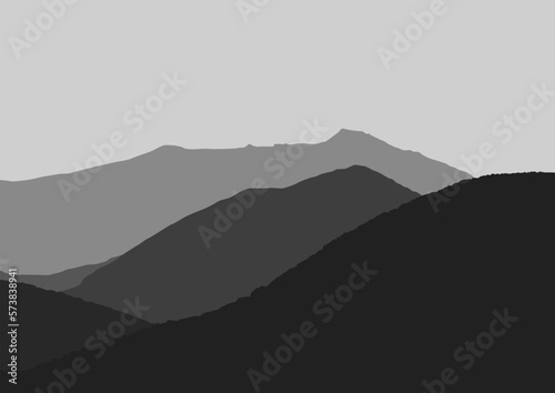 simple mountains landscape with a dark tone, vector illustration.