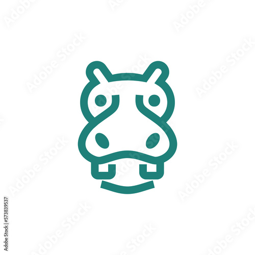 hippo simple line icon logo vector design, modern logo pictogram design of hippopotamus face line art