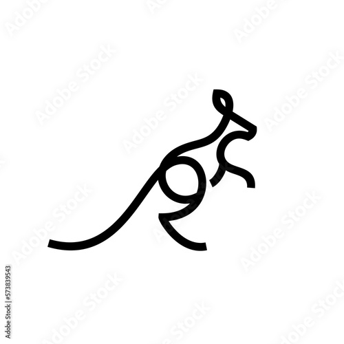 kangaroo simple line icon logo vector design, modern abstract logo pictogram design of wallaby 