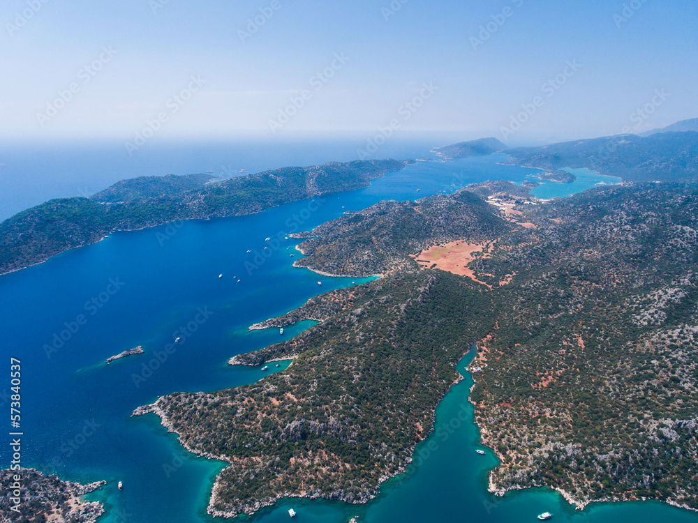 Aerial view of Kekova island. The coast of Turkey.