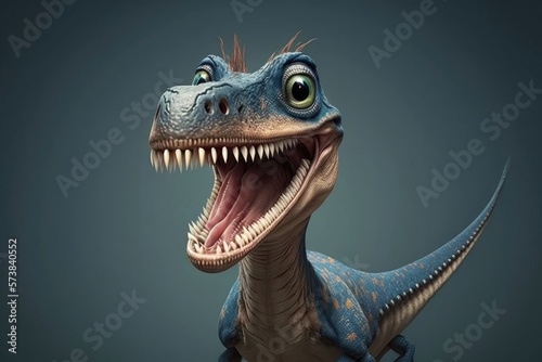 Cute 3D of velociraptor character. Generative AI