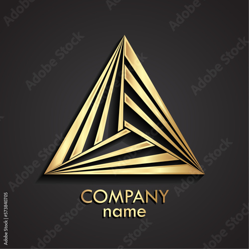 3d golden modern shape triangle logo