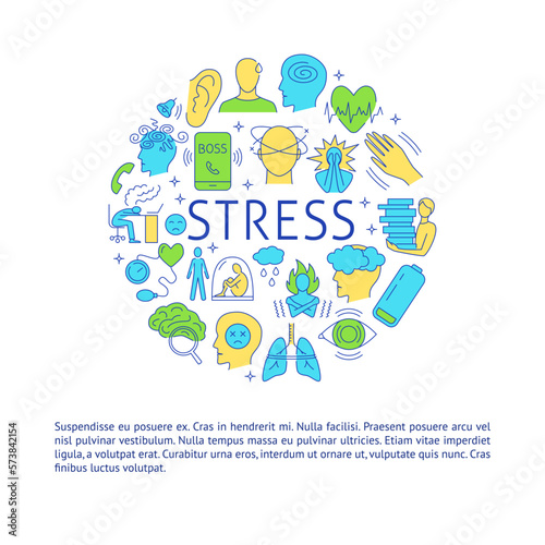 Banner with stress symptoms concept