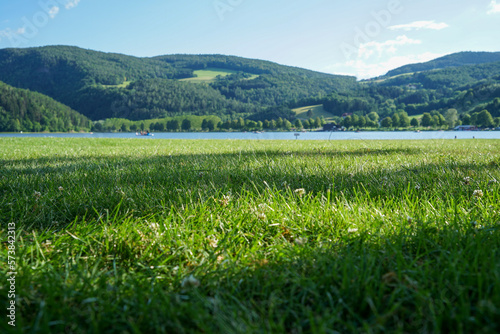 Wonderful summer scenery at Austrian lake Stubenbergsee