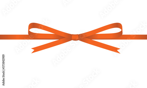 Orange bow with ribbon isolated on a white background