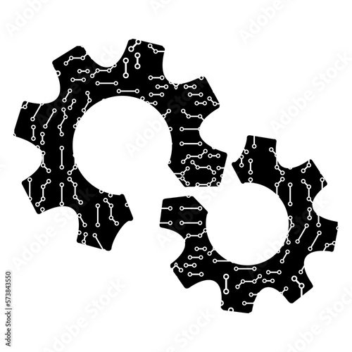 Black and white Cog icon, illustration Repair technical support