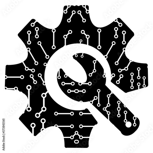 Cog and wrench icon, illustration Repair technical support