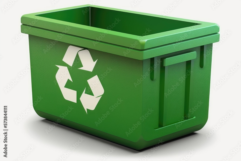 Green recycling icon in dumpster. Generative AI Green recycling icon in dumpster. Generative AI
