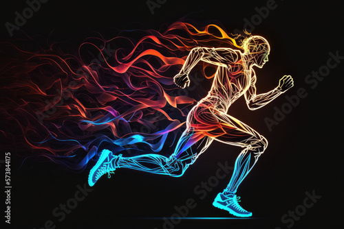 runner background illustration neon colors generative ai © Anna