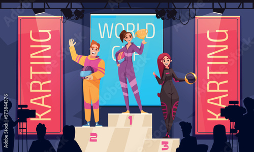 Karting Winners Cartoon