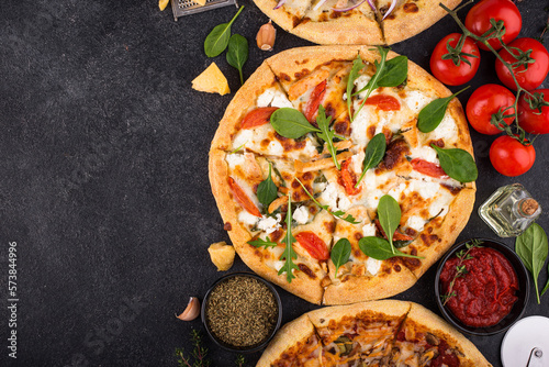 Assortment of various type of Italian pizza