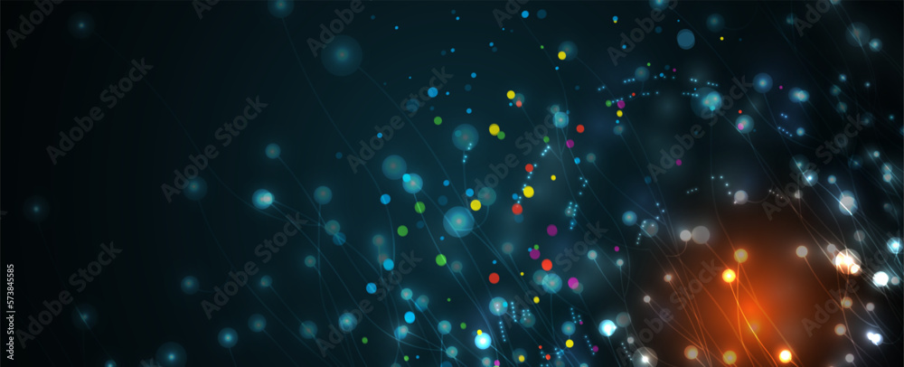 Fototapeta premium Neural network concept. Connected cells with links. High technology process. Abstract background