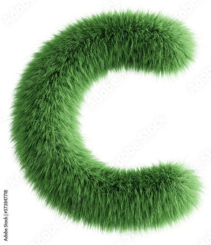 Green 3D Fluffy Letter C
