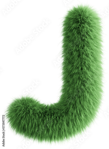 Green 3D Fluffy Letter J