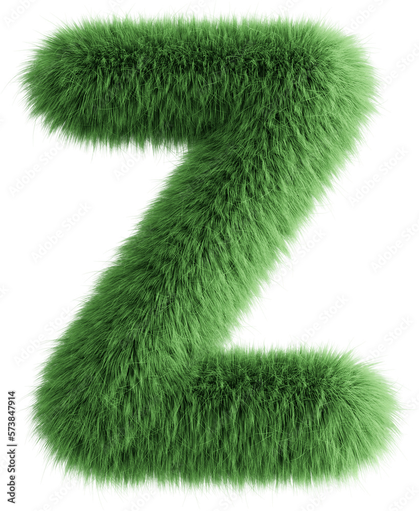 Green 3D Fluffy Letter Z Green 3D Fluffy Letter Z