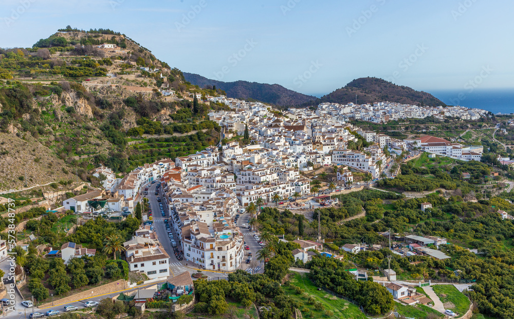 Blick auf Frigiliana, Andalusien, Spanien
