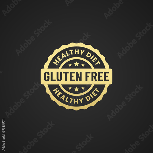 Best gluten free logo or gluten free label vector isolated on black background. Gluten free labels or seals for healthy diet products. Gluten free logo or stamp for diet support products.