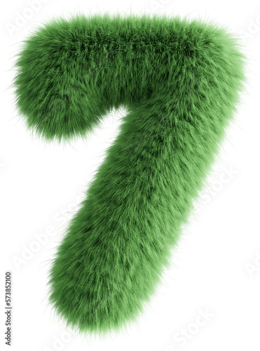 Green 3D Fluffy Number Seven