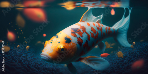 Illustration of koi fish underwater AI generated content