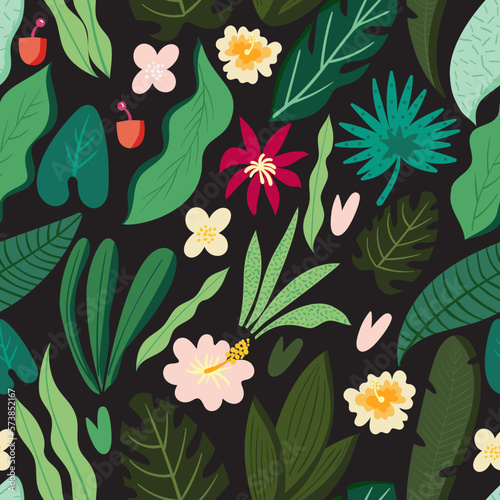 Triopic floral green seamless pattern