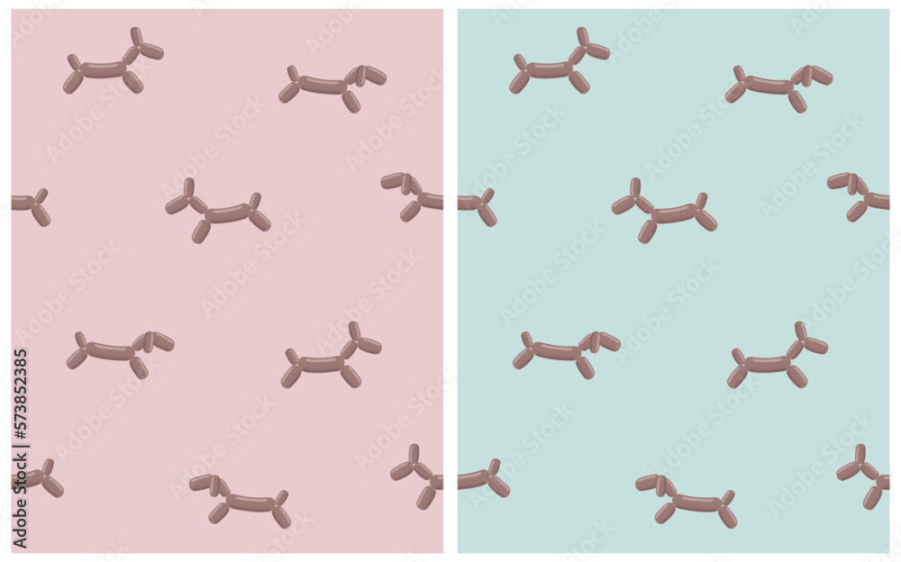 Simple Seamless Vector Pattern with Cute Brown Balloon Dogs isolated on a Pastel Pink and Light Blue Background. 3D like Dog made of Balloons. Funny Minimalist Print for Dog Lovers ideal for Fabric. Simple Seamless Vector Pattern with Cute Brown Balloon Dogs isolated on a Pastel Pink and Light Blue Background. 3D like Dog made of Balloons. Funny Minimalist Print for Dog Lovers ideal for Fabric.