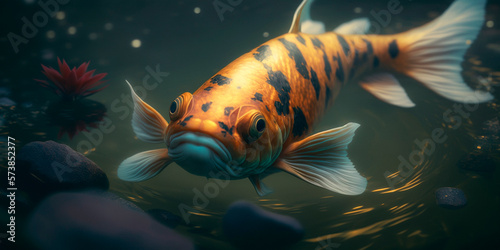 Illustration of koi fish underwater AI generated content