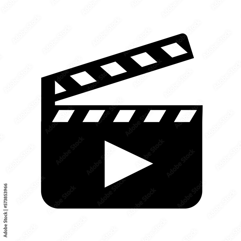 Vector illustration, logo, web icon, movie, cinema and cinema. Flat design. Isolated on a white background.