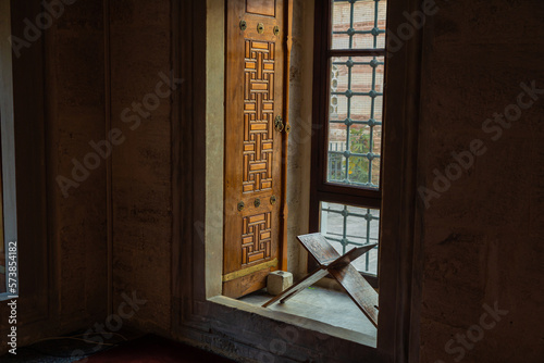 Islamic concept photo. A lectern in a mosque. Ramadan background photo photo