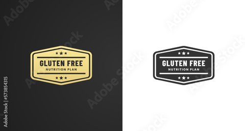 Simple gluten free label or gluten free logo vector isolated on black background. Gluten free labels or seals for healthy diet products. Gluten free logo or stamp for diet support products.