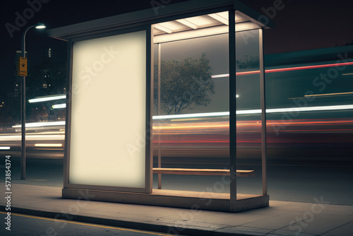 a Mockup of a blank advertising light banner with long-exposure generative ai 3D style Illustration photo