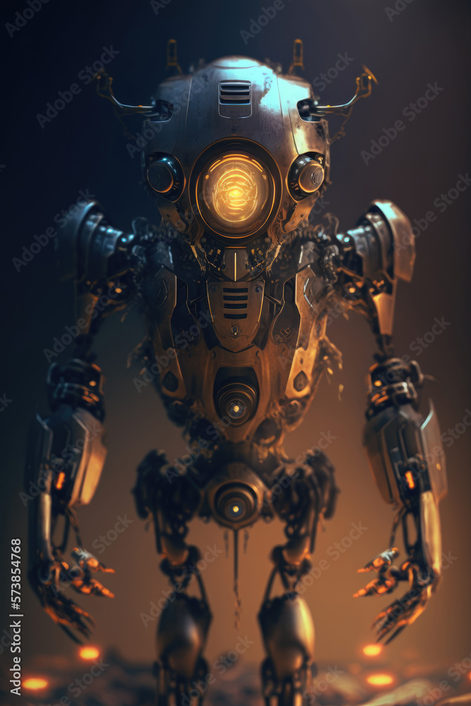 Alien robot generative ai sci-fi scene Alien robot generative ai sci-fi scene